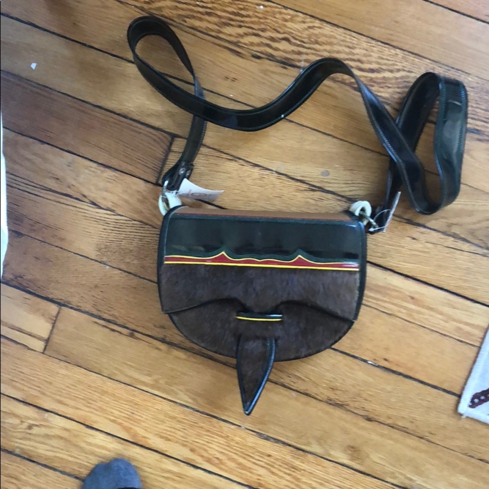 Vintage fur and leather purse
